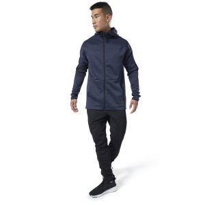 Bluza Z Kapturem Męskie Reebok One Series Training Full Zip Granatowe PL 20YCFTU